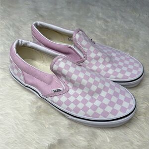 Vans Checkerboard Classic Slip-On Shoes Pink White Checker Youth Girl Size 7